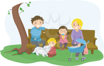 Illustration of Stickman Family Bonding at the Park