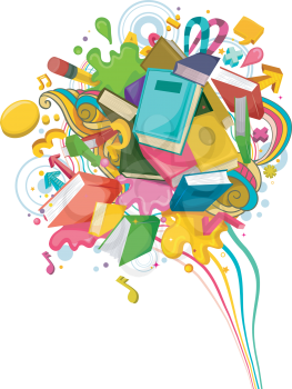Illustration of Abstract Education Design with Splash of Colors