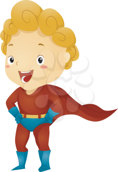 Illustration of a Little Kid Boy Superhero in a Superhero Pose
