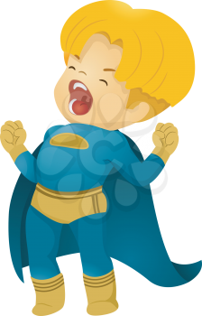 Illustration of Shouting Little Kid Boy Superhero
