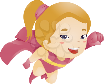 Illustration of a Little Kid Girl Flying