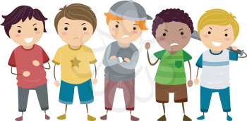 Stickman Illustration Featuring a Group of Young Male Bullies