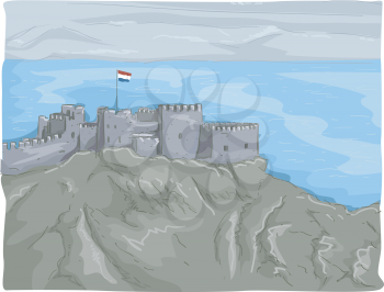 Illustration Featuring a Panoramic View of the Castle of Saladin in Egypt