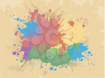 Abstract Illustration Featuring Colorful Splats Against a Yellow Background