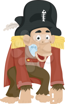 Illustration of a Monkey Dressed as a Pirate