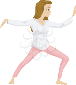 Illustration of a Woman Practicing Some Taichi Moves