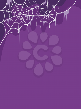 Halloween Illustration Featuring Cobwebs Placed Against a Purple Background