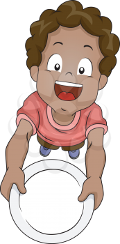 Illustration of a Little Boy Handing Over an Empty Plate