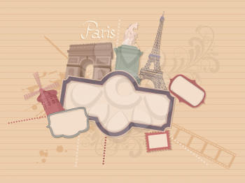Illustration of a Scrapbook with a Parisian Theme