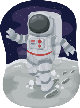 Illustration of an Astronaut Doing a Moonwalk in Space