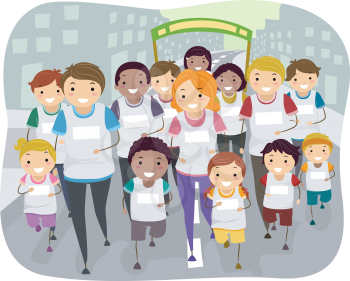Illustration of a Family Participating in a Fun Run Together