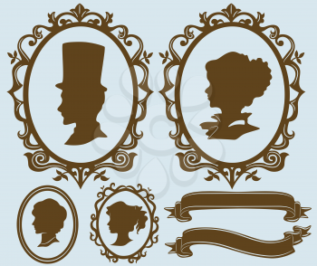 Illustration Featuring Different Cameo Designs for Family Members