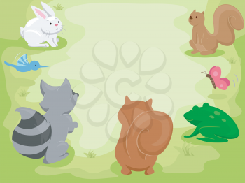 Illustration Featuring Cute Little Animals Gathering in the Woods