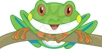 Illustration of a Cute Tree Frog Looking Curiously at the Screen