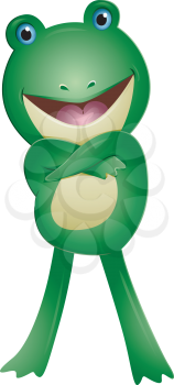 Illustration of a Happy Green Frog with its Arms Crossed