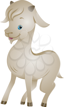 Illustration of a Cute Goat with a Shiny Ivory Coat
