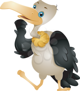 Illustration Featuring a Cute Vulture Stroking its Chin