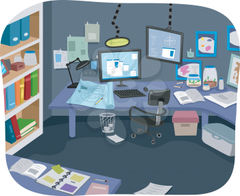 Illustration of an Experiment Room with Plenty of Research Notes Lying Around 