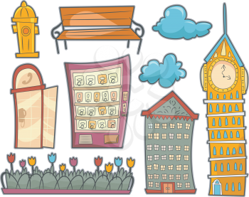 Illustration Featuring Different Fixtures Commonly Found in Streets