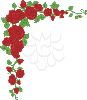 Illustration of a Corner Border Featuring Red Roses