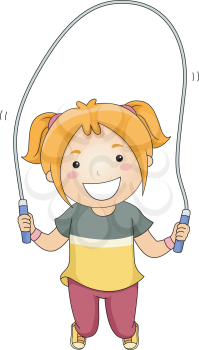 Illustration of a Little Girl Jumping Rope