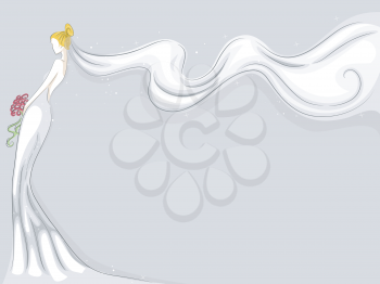 Background Illustration Featuring a Bride Wearing a Fluttering Veil