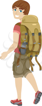 Illustration of a Male Teen Wearing Camping Gear