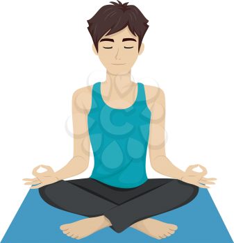 Illustration of a Male Teen Doing Yoga