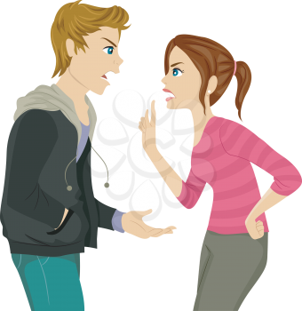 Illustration of a Pair of Teen Siblings Arguing