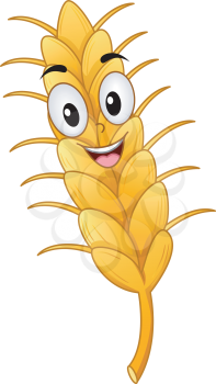 Mascot Illustration of a Wheat Stalk Smiling Happily