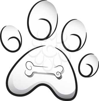 Icon Illustration Featuring the Paw of a Dog Drawn in Black and White