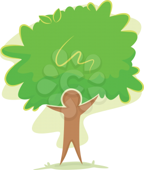 Icon Illustration Featuring the Outline of a Man Standing in Front of a Tree