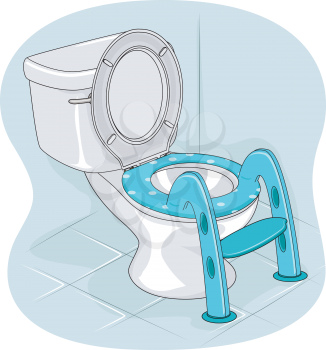 Illustration of a Toilet Bowl with a Potty Ladder