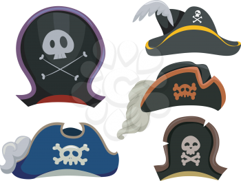 Illustration Featuring Different Types of Pirate Hats