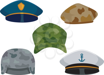llustration Featuring Different Types of Hats Associated with the Military
