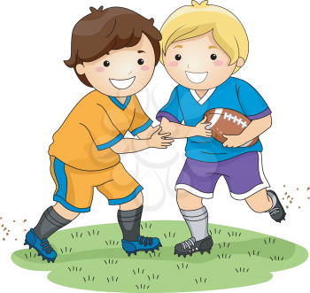 Illustration Featuring Little Boys Playing Football