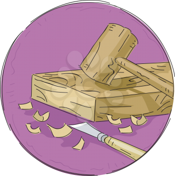 Icon Illustration Featuring Woodworking Materials