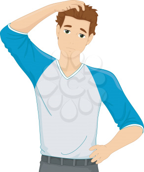 Illustration of a Man Scratching His Head