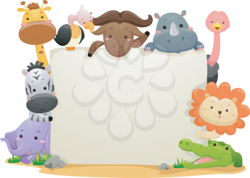 Banner Illustration Featuring Cute Safari Animals