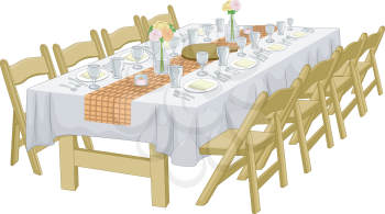 Illustration Featuring an Informal Rehearsal Dinner / Wedding Reception