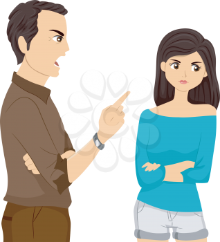 Illustration of a Father Scolding His Daughter