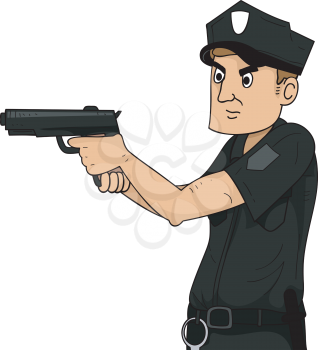 Illustration of a Policeman Holding a Gun