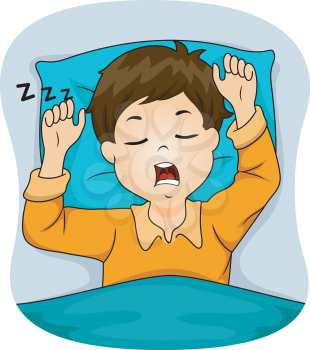 Illustration of a Boy Snoring While Sleeping