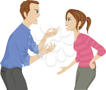 Illustration of a Father and Daughter Arguing