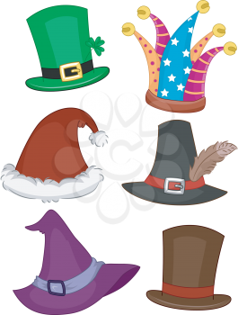 Illustration Featuring Different Party Hats