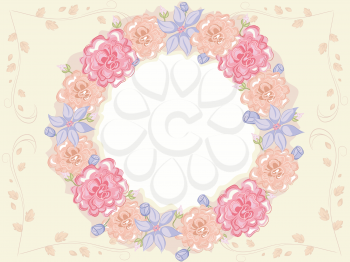 Shabby Chic-Themed Frame Featuring Intertwined Flowers