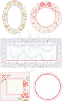 Illustration Featuring Flowery Frames with a Shabby Chic Theme