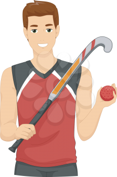 Illustration of a Man Dressed as a Field Hockey Player