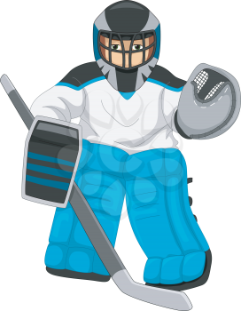 Illustration of a Man Dressed as an Ice Hockey Goalie