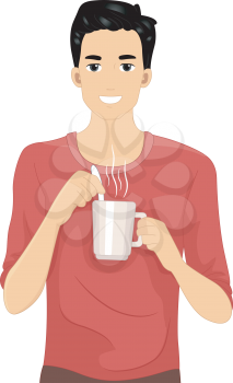 Illustration of a Man Holding a Cup of Coffee